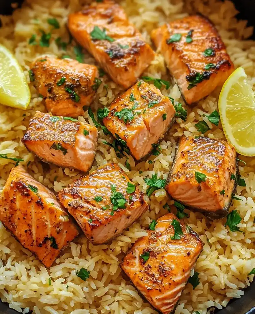 One Pot Salmon And Rice close up