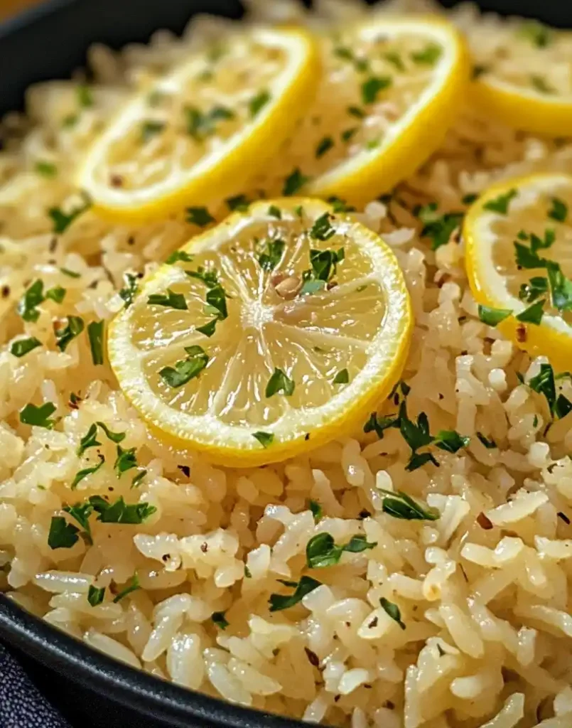 Greek Lemon Rice close up