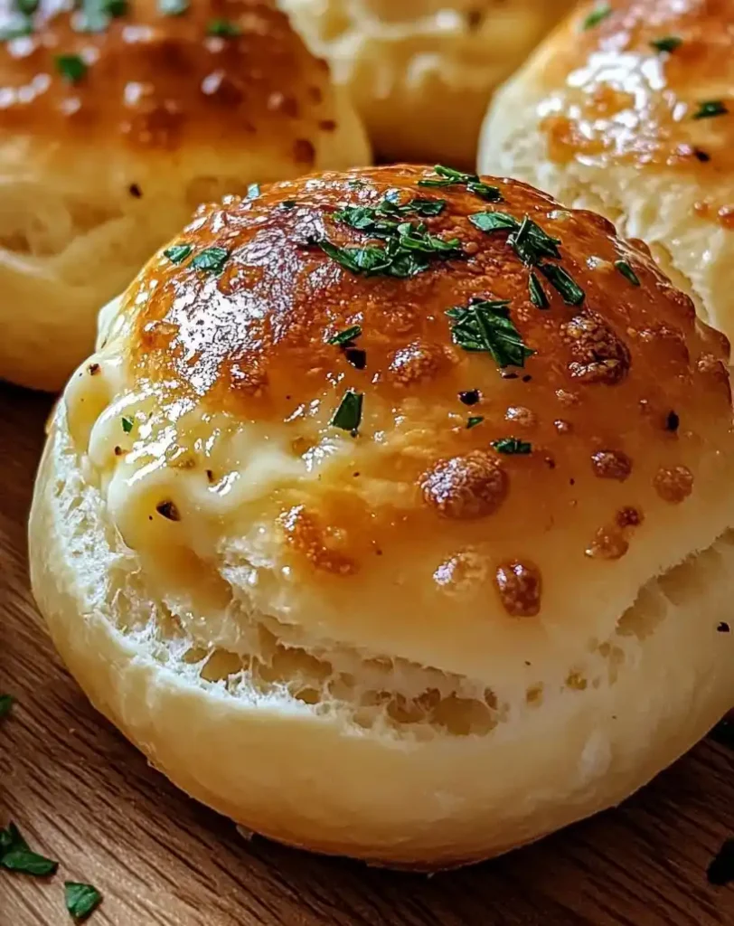 Pillsbury Biscuit Garlic Butter Cheese Bombs close up