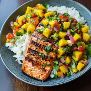 Grilled salmon with mango salsa