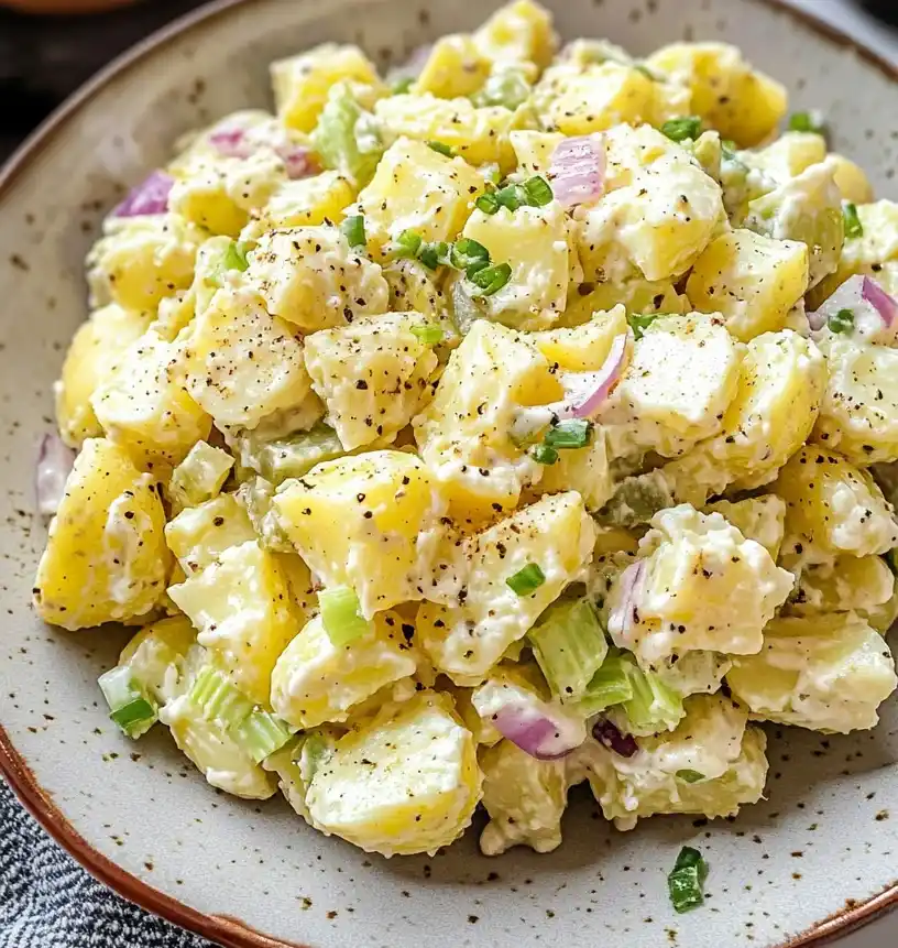 mustard potato salad close up