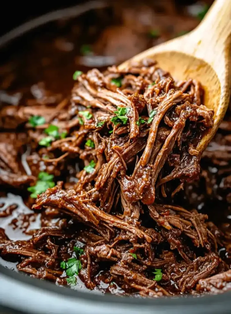 slow cooker beef barbacoa close up