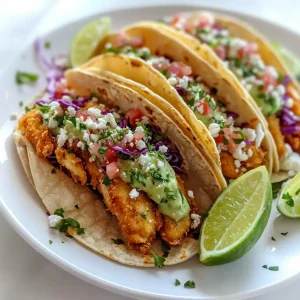 baja fish tacos with avocado crema
