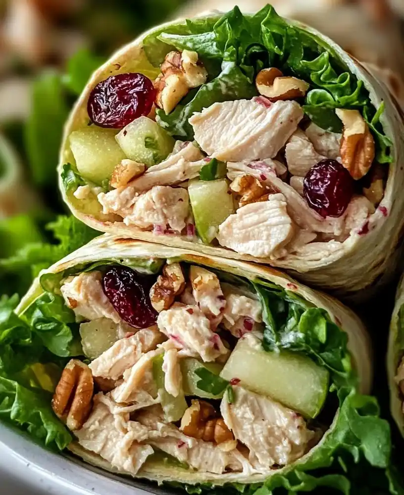 Chicken Apple Salad Wraps close up