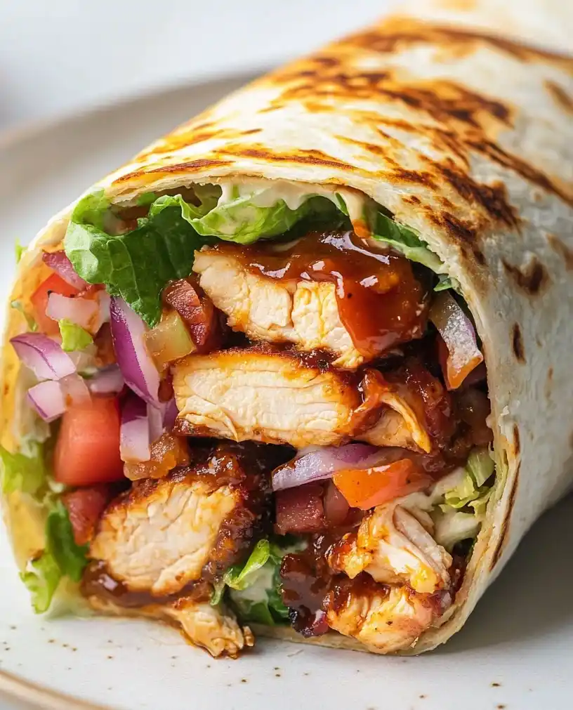 bbq ranch chicken wrap close up