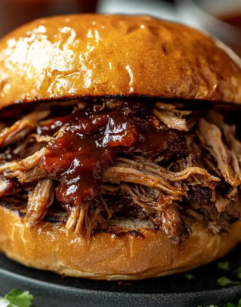 instant pot pulled pork sandwiches close up