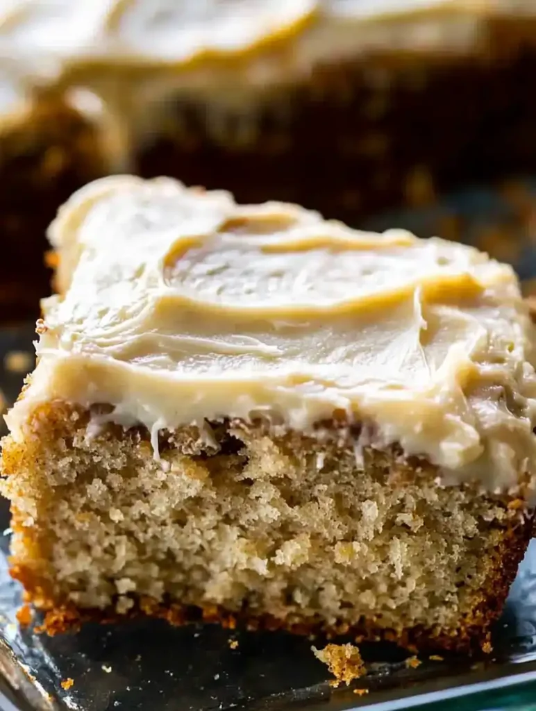 Banana Bread Cake with Cream Cheese Frosting close up